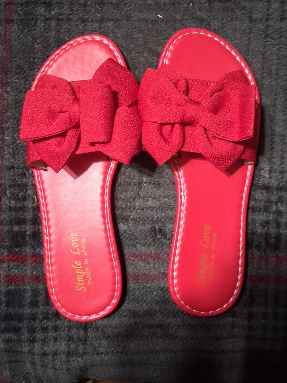 Red Bow Slide Sandals for Women
